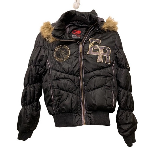 Ecko Unlimited Jackets & Coats Small Eckored Black Faux Fur Lined